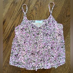 ASTR Women's Lavender Multi Floral Print Chiffon Layered Cropped Cami Size S